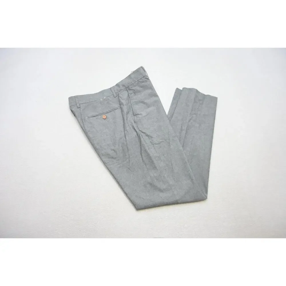 J Crew Bedford Dress Pants Gray Cotton Straight Flat Mens Sz 32 x 32